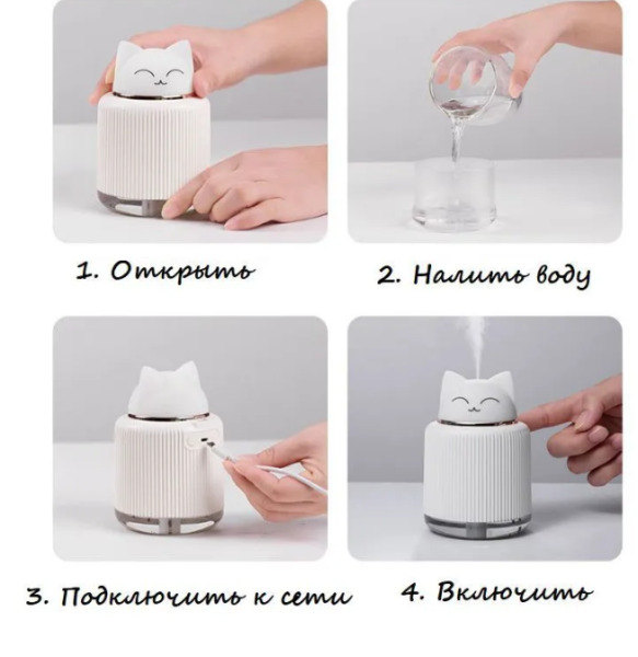 Увлажнитель (аромадиффузор) Котик воздуха PET LAMP Humidifier с функцией ночника 300 ml / 2 режима подсветки, USB